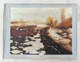 佚名风景油画荒野雪景4031