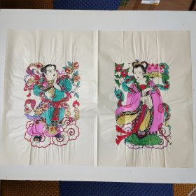 稀见精品版画 原版80年代印潍县杨家埠木版年画社出品*八仙人物一套 4张