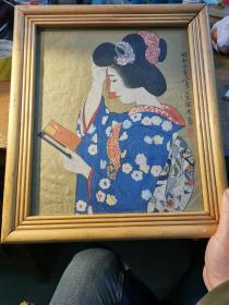 日本浮世绘手绘作品（个人以为是临摹大师作品）颇得神韵 估计有几十年的时间了 居家装饰佳品