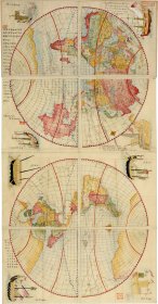 0715古地图地球全图 《世界地图》， 1833年，日本德岛大学藏。193.76*101.13厘米。