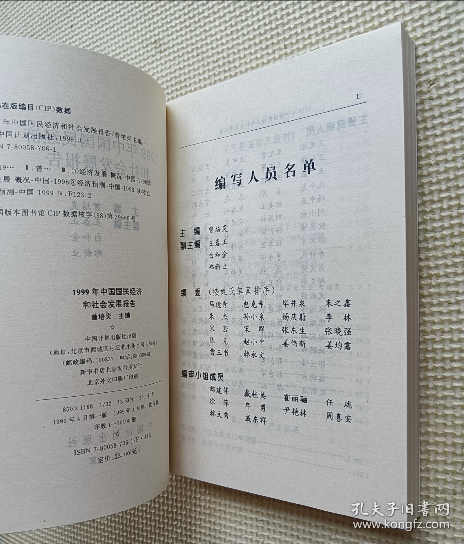 1999年中国国民经济和社会发展报告