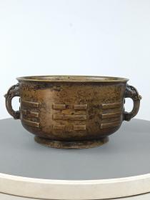 古董  古玩收藏   铜器  铜香炉   尺寸长17.5厘米，宽14厘米，高7.6厘米.重量2.3斤