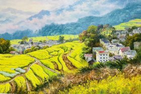 全新朝鲜油画，纯手绘油画，  一级画家 郑贤虎 90*60厘米，不含框，650元包邮
