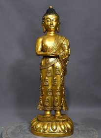 铜佛像站释迦摩尼，高55厘米宽18厘米重量11斤