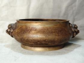 古玩收藏 古董 铜器 铜香炉 精品铜炉
​尺寸 长宽高：24/20/8厘米  重量4斤
