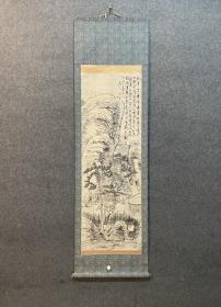 古筆山水图，【平野五岳】 
1811 ~ 1893（文化八~明治二十六）83岁。名 岳，字五岳，号古竹、竹村方外史，亦称闻慧，又作闻 惠。丰后（今大分县）日田愿正寺的僧人，受教于前田畅 堂，亦受田能村竹田影响，广取诸家之长，终成自我，时 称诗、书、画三绝