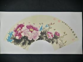 蒋润吉作品精品扇面卡纸作品
画心 6ocmx2ocm
卡纸尺寸：65cmx33cm