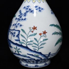 明宣德青花五彩岁寒三友纹玉壶春瓶尺寸31*19厘米