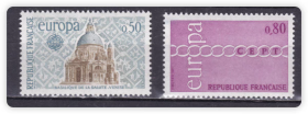 FR1法国 邮票 1971 欧罗巴 威尼斯 教堂 建筑 锁链 雕刻版 新 2全