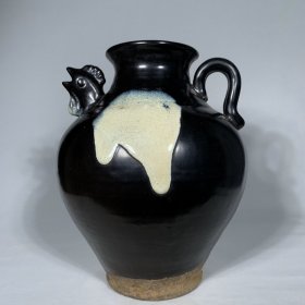 鲁山窑唐钧鸡首壶，高26直径20cm，