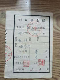 1983年陕西高陵县社员股金证