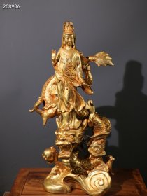 珍藏清代鎏金佛像净瓶观音摆件