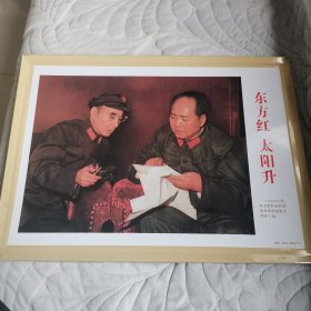 东方红太阳升铁皮画像（1966年毛主席和他的亲密战友林彪副主席在一起）品相好