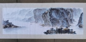 著名画家.毛亚灵.山水画原作（画在布上的）