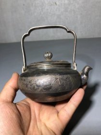 日本舶来银茶壶摆件