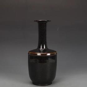 汝窑黑釉盘口瓶