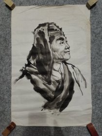 佚名 七八十年代 旧国画软片 国画古代人物画像 原稿手绘真迹 名家手笔（画心软片尺寸67*44厘米）