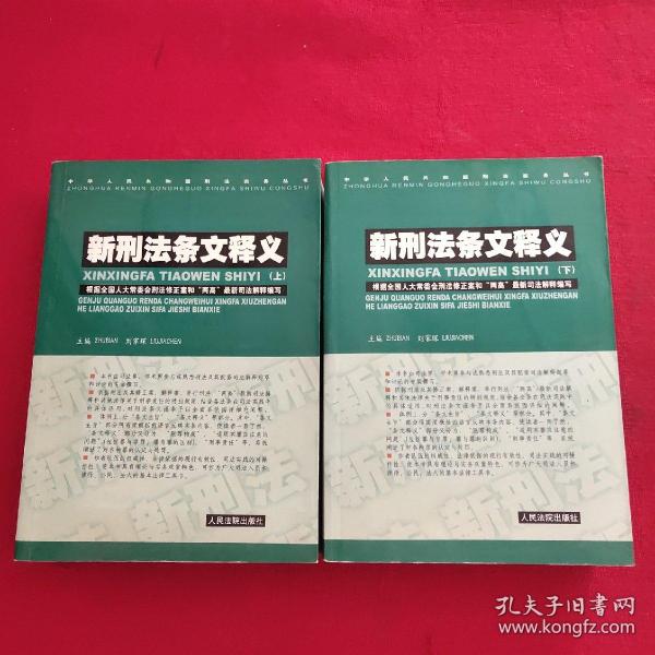 新刑法条文释义 . 上下全两册 正版现货 当天发货