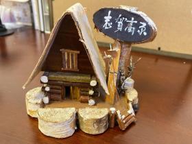 日本古民家志贺高原冬日木质微型房子庭院置物摆件 传统工艺品