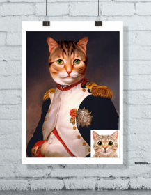 拿破仑猫，根据客户家的宠物模仿定制，艺术微喷，尺寸可定制。想要公主 王子 西方的都可以定制。支持加急，挂画