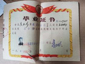 1960年毕业证书福州廿十一中学（有照片）