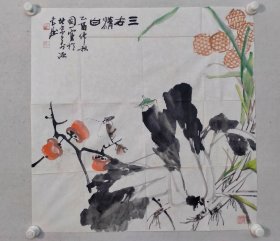保真书画，董寿平入室弟子，北京名家，崔国一，四尺斗方花鸟画一幅68×68.5cm软片