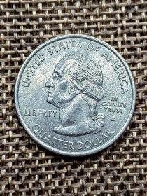 美国佛蒙特州25美分纪念币 乔治.华盛顿背面字“自由和团结”mz0034