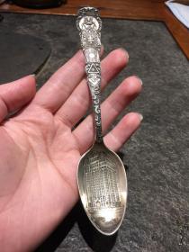 欧洲回流古董纯银勺子 银器手工制品 共济会 收藏品