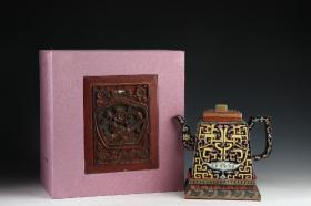 清代宫廷紫砂壶 清代宫廷掐絲珐琅彩紫砂壶B770 高16cm 直径20cm