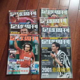 足球周刊2001年NO1,2,3,4,5,13,17期（8册合售，第一期是创刊号）
