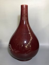 清中期 霁红胆式瓶 老瓷器 器形漂亮釉色深红莹润，品相如图