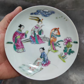 清粉彩四美图盘