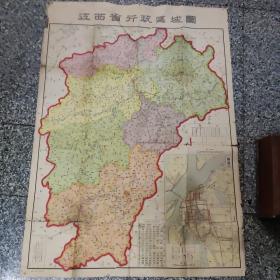 江西省行政区域图，1954年初版，江西省人民出版社出版，品相有裂缝，，，107X77厘米，8品