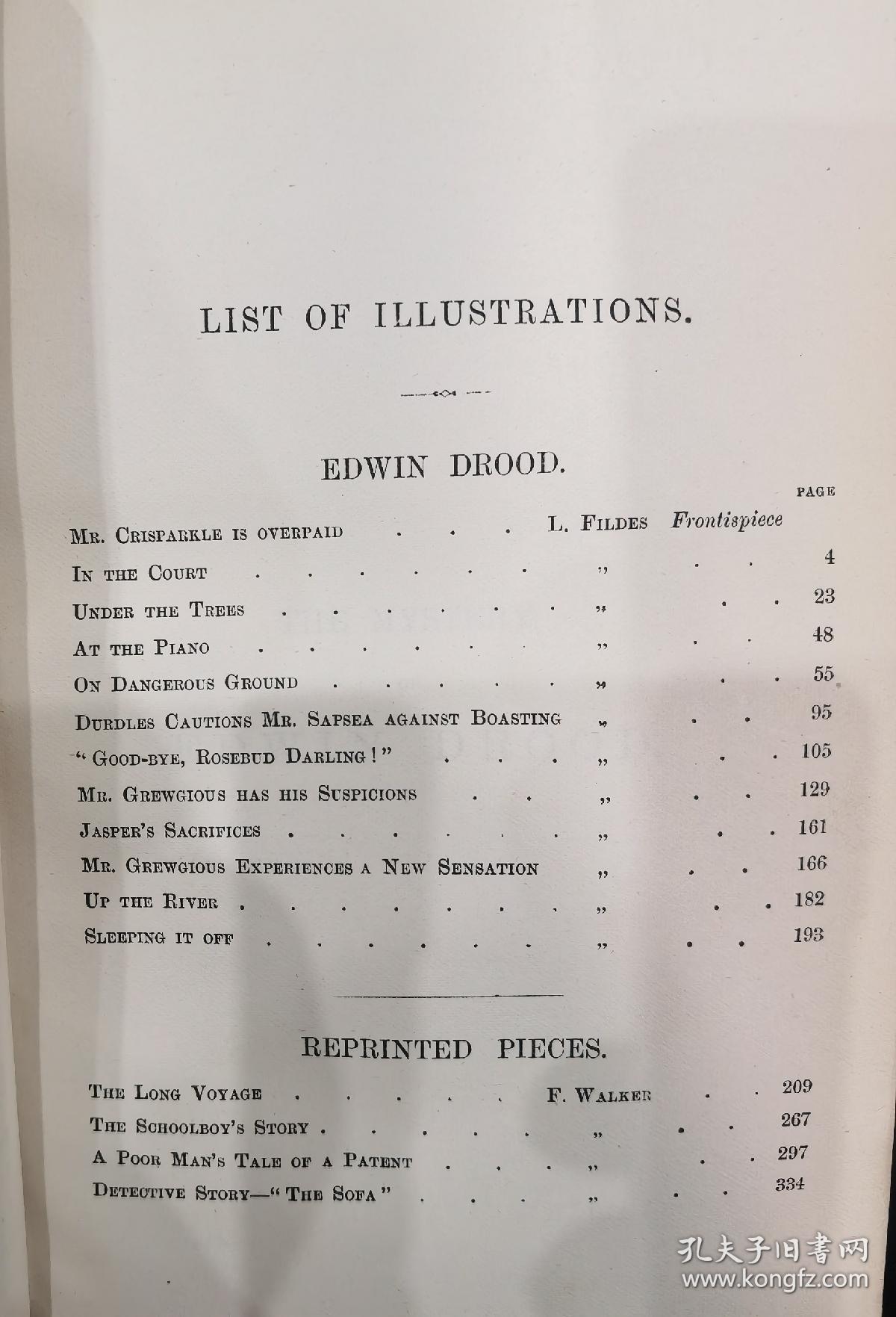 1891年CHARLES DICKENS ：Edwin Drood / Reprinted Pieces 狄更斯《艾德温•德鲁德之谜》《重印故事集》两卷合一册， 精美版画插图古董书，英文原版