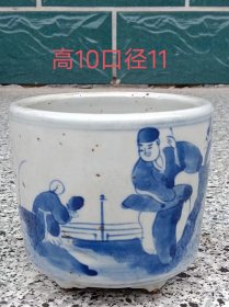 清代人物图案笔筒，纯手工绘画，画工漂亮，品相完好如图/