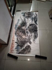 安徽省新安画院副院长（凌华，号片石）四尺山水，原托