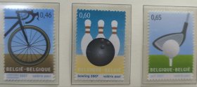 Belgica1比利时邮票2006年体育题材 自行车越野世界锦标赛，保龄球；高尔夫 新 3全