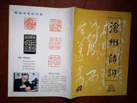 创刊号：沧州诗词2003年总1期刊名题字刘文源，有发刊词，金焕仁书法，河北诗词创作研讨会全体合影留念，抗击非典诗词