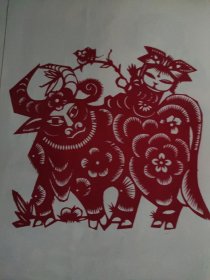 画页（散页印刷品）——剪纸画片——渔童，贺新春，渔娘，牧童【高明贵】1838