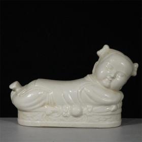 定窑白瓷浮雕刻女童陶瓷枕头