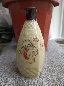 1937年日本清酒酒壶 柴烧浮雕描金工艺