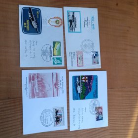 八十年代东德、西德航空纪念封4枚，都盖航空纪念邮戳，少见邮品，本店邮品满25元包邮。本店还在孔网开“韶州邮社”
