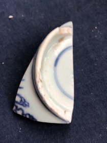 明代青花底足瓷片，6、3、1.5厘米