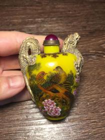 老琉璃描金龙鼻烟壶1