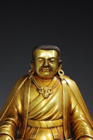 西藏收紫铜鎏金上师佛造像