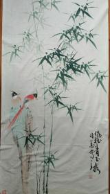 知名花鸟画家～许墨～四尺整幅花鸟图画芯（保真）