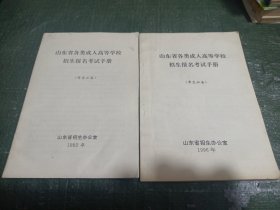 1992年和1996年山东省各类成人高等学校招生报名考试手册(品相见图)二期合售/CT31