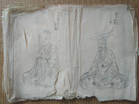 【704】明清时期，画稿，历代名相图，共33幅历代名相图，古意盎然，相貌逼真，线条飘逸，开本尺寸42✘29。