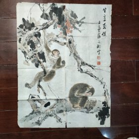 A 158 大典补遗著录秦古柳挚友徐子兼 50*70徐子兼，幼从周子波学人物，从汪继声学花卉，后专工花卉翎毛，名其居“啸天庐”。曾在第二次西湖博览会获一等奖。参考《兴化文史资料》 有撕伤