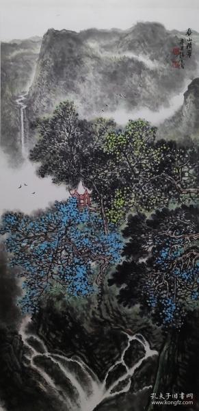 山水中国画一春山积翠(三尺:100✘50cm)